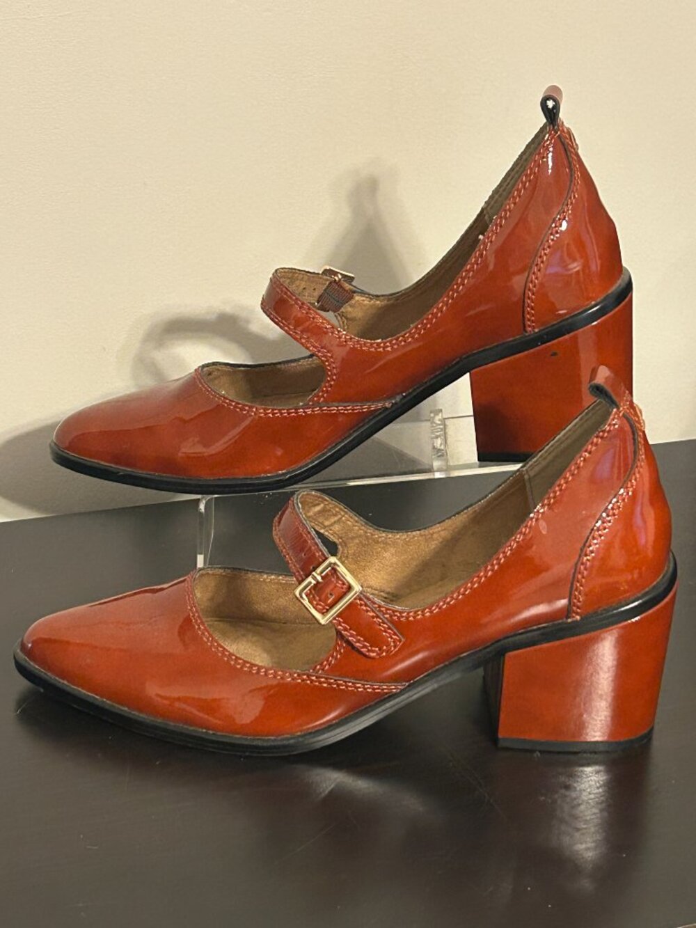 KELSI DAGGER Sz 10 Brooklyn Elm Scarlett Patent Leather Mary Jane Heels Shoes